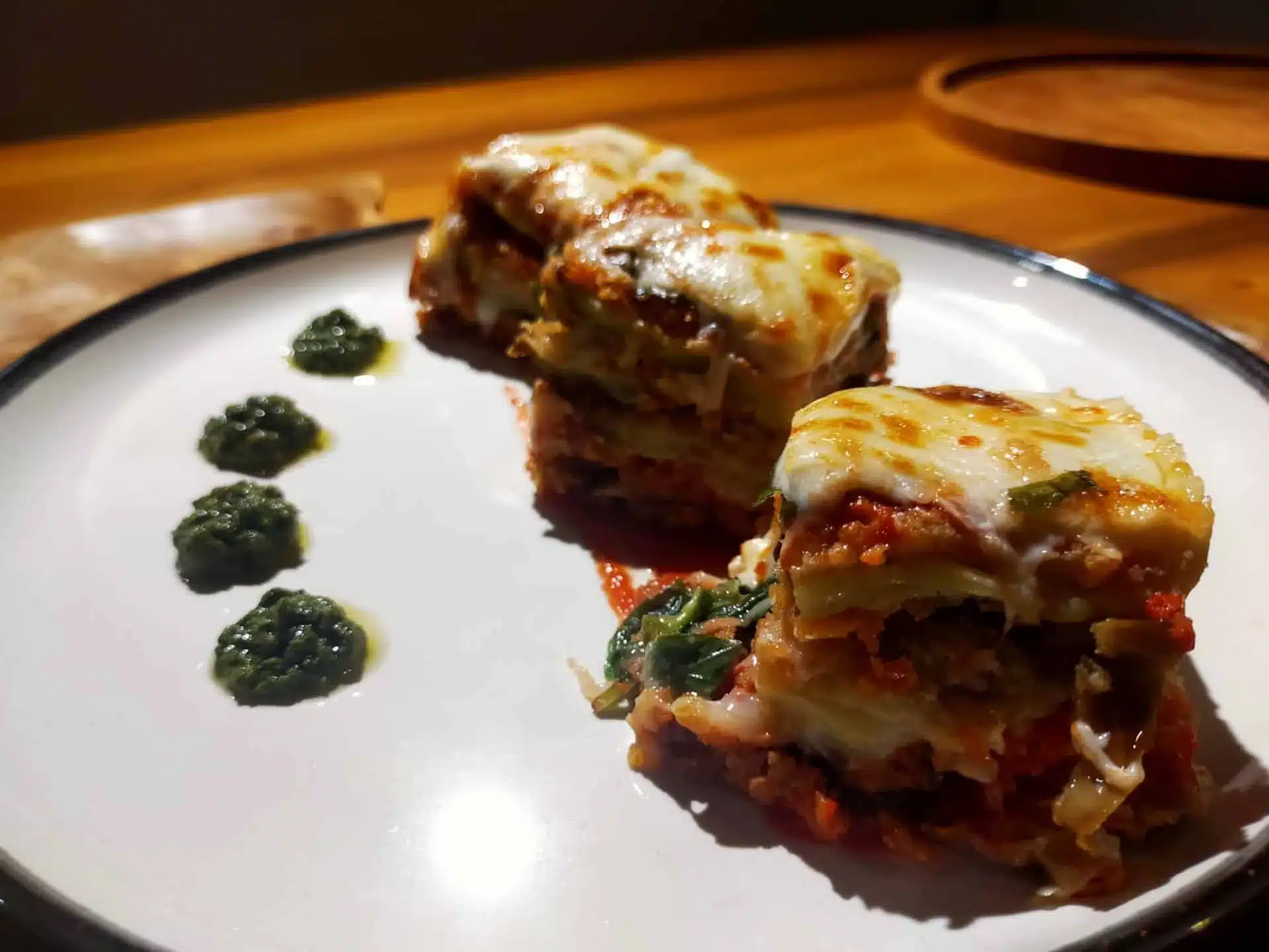 Fresh homemade lasagna at sea